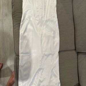 Elegant White Satin Slip Dress